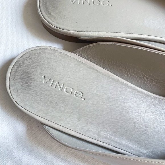 Vince Nude Beige Leather Slip on Slides 9.5 - Picture 4 of 10